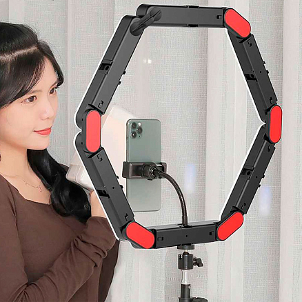 Кольцевая лампа модульная из 6 частей V86 черная