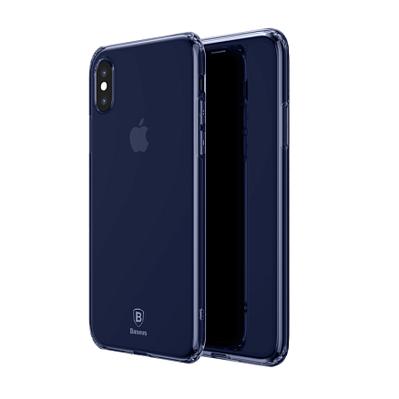 Чехол для iPhone X, XS ультратонкий мягкий Baseus Simple прозрачный синий
