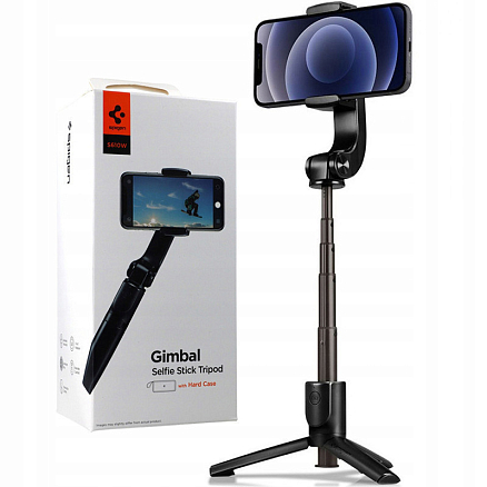 Монопод-стабилизатор Bluetooth 1-осевой с кнопкой и треногой Spigen S610W черный