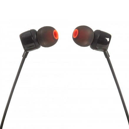 Наушники JBL Tune 110 вакуумные с микрофоном и плоским проводом черные