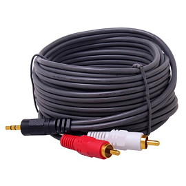 Кабель 3,5 мм - 2RCA (стандартный аудио - тюльпаны) 5 метров Dtech DT-6213