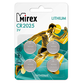 Батарейка CR2025 литиевая Mirex упаковка 4 шт.
