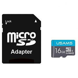 Карта памяти Usams US-ZB117 microSDHC 16Gb UHS-I с адаптером SD