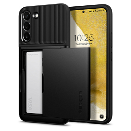 Чехол для Samsung Galaxy S22+ гибридный со слотом для карты Spigen Slim Armor CS черный
