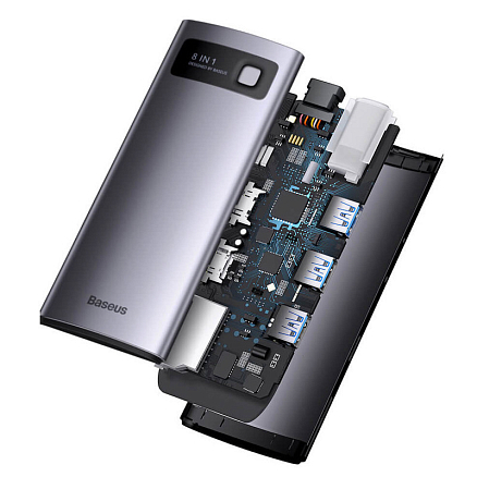 Хаб (разветвитель) Type-C - 2 x HDMI, 3 х USB 3.0, Type-C PD, SD, microSD Baseus Gleam Series серый