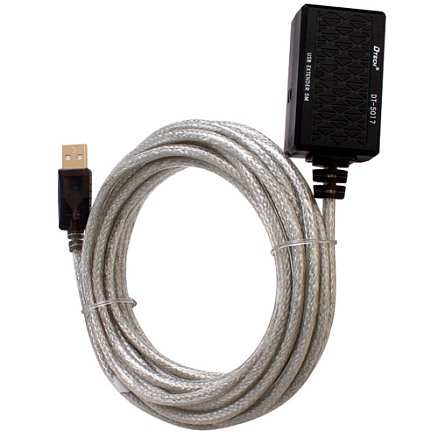 Кабель-удлинитель USB 2.0 (папа - мама) активный длина 5 м Dtech DT-5017 с питанием