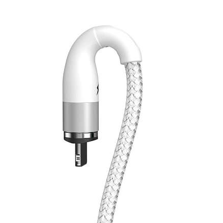 Кабель USB - Lightning для зарядки iPhone 1 м 2.4А магнитный плетеный Baseus Zinc белый