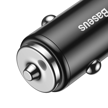 Зарядное устройство автомобильное с двумя USB входами 3.4A и Lightning кабелем Baseus Small Screw (быстрая зарядка QC 3.0) черное