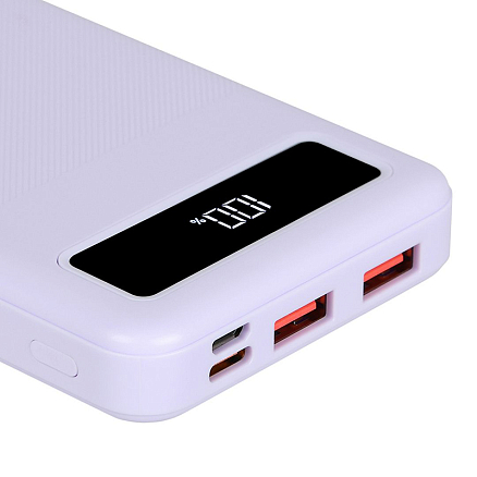 Внешний аккумулятор TFN Porta с дисплеем 20000мАч (2 x USB, Type-C, microUSB, быстрая зарядка, 22.5Вт) фиолетовый