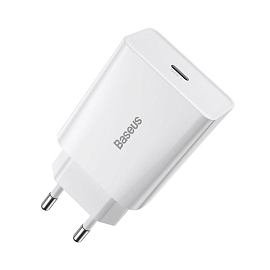 Зарядное устройство сетевое с Type-C входом 3А 20W Baseus Speed Mini (быстрая зарядка PD) белое