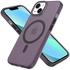 Чехол для iPhone 15 гибридный CASE Translucent Strip Magsafe прозрачно-черный