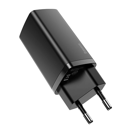 Зарядное устройство сетевое с двумя Type-C входами 3А 65W Baseus GaN2 Lite (быстрая зарядка QC, PD) черное