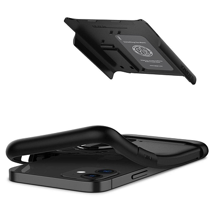 Чехол для iPhone 12 Mini гибридный тонкий Spigen Slim Armor черный