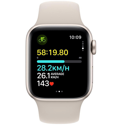Умные часы Apple Watch SE 2 44 мм (алюминиевый корпус, звездный свет/звездный свет, спортивный силиконовый ремешок M/L)