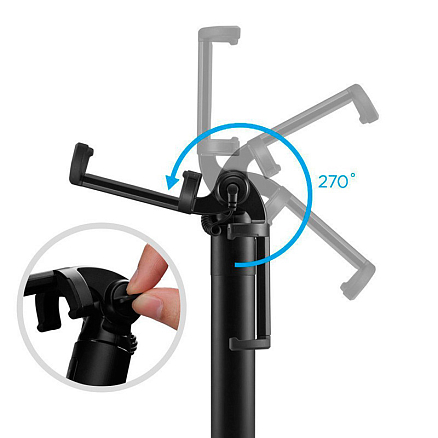 Монопод (палка для селфи) в разъем для наушников с кнопкой Spigen S530 черный