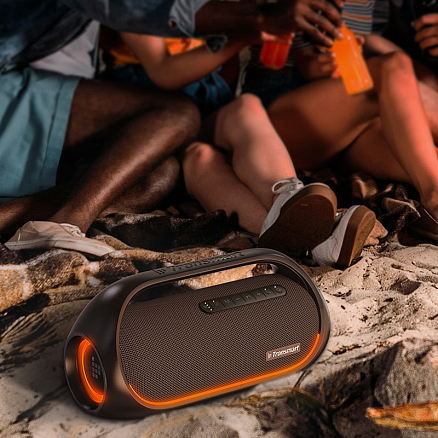 Портативная колонка Tronsmart Bang с защитой от воды, подсветкой, USB, поддержкой MicroSD карт и аккумулятором черная