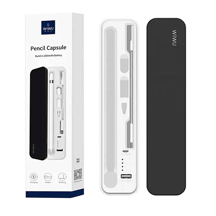 Портативный зарядный кейс для Apple Pencil 2000мАч WiWU Capsule белый