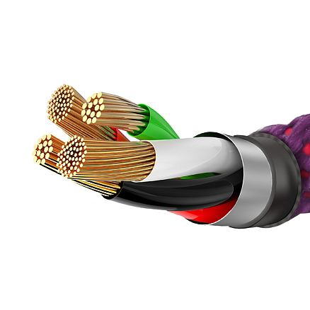 Кабель USB - Lightning для зарядки iPhone 1 м 2.4A с автоотключением плетеный Baseus C-shaped фиолетовый