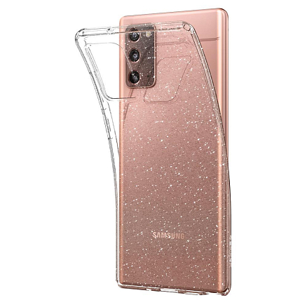 Чехол для Samsung Galaxy Note 20 гелевый с блестками Spigen Liquid Crystal Glitter прозрачный