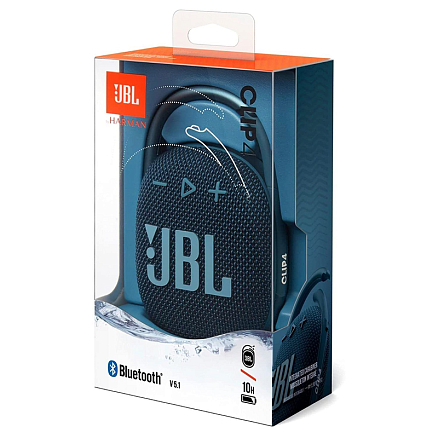 Портативная колонка JBL Clip 4 с защитой от воды синяя