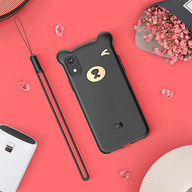 Чехол для iPhone XR силиконовый Baseus Bear черный 