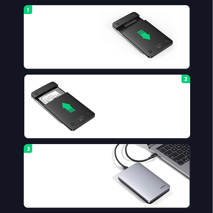 Корпус для внешнего жесткого диска Type-C 3.1 Gen2 (6 Gbps) Ugreen CM300 серый