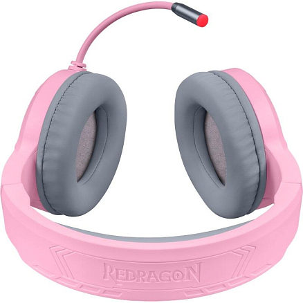 Наушники Redragon Mento полноразмерные с микрофоном и RGB подсветкой игровые розовые
