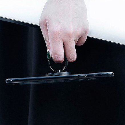 Держатель для телефона на палец Baseus Wheel B1S черно-серебристый