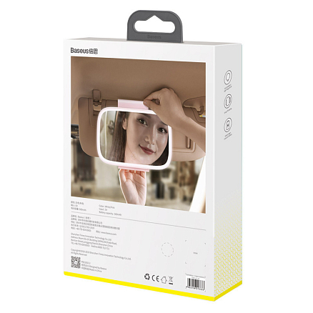 Зеркало для макияжа с подсветкой на козырек автомобиля Baseus Delicate Queen Touch-up розовое