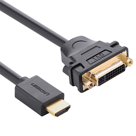 Переходник HDMI - DVI-I (папа - мама) 22 см Ugreen 20136 черный