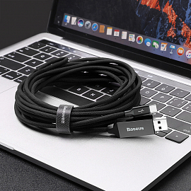 Кабель Type-C - USB 2.0 для зарядки 5 м 3А плетеный Baseus Artistic (быстрая зарядка QC 3.0) черный
