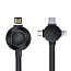 Кабель USB - MicroUSB, Lightning, Type-C 18 см 3A с беспроводной зарядкой для Apple Watch Baseus Star Ring черно-серый
