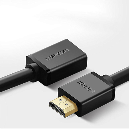 Кабель-удлинитель HDMI - HDMI (папа - мама) длина 1 м версия 2.0 4K 60Hz Ugreen HD107 черный