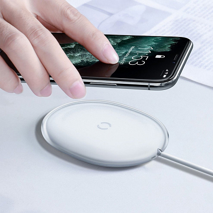 Беспроводная зарядка для телефона 15W Baseus Jelly (быстрая зарядка) белая