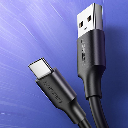 Кабель Type-C - USB длина 0,5 м 3A Ugreen US287-60115 (быстрая зарядка QC 3.0) черный