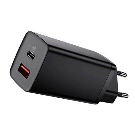 Зарядное устройство сетевое с USB и Type-C входами 5А 65W Baseus GaN2 Lite (быстрая зарядка QC, PD) черное