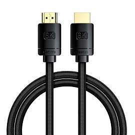 Кабель HDMI - HDMI (папа - папа) длина 3 м версия 2.1 8K 60Hz плетеный Baseus High Definition черный