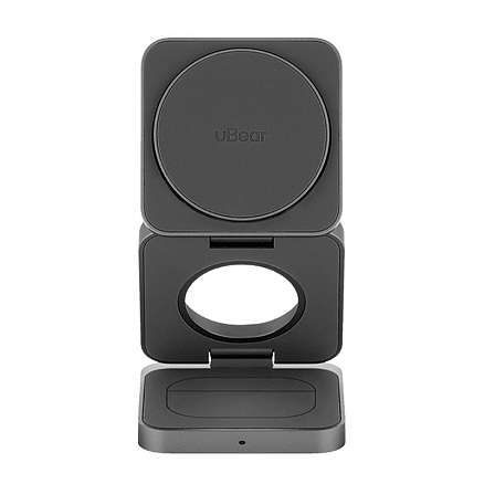 Беспроводная зарядка 3-в-1 MagSafe для iPhone, AppleWatch и AirPods 25W uBear Balance серая