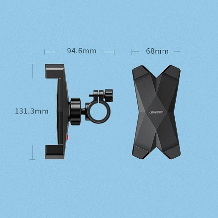 Держатель на руль велосипеда или мопеда для телефона до 6.5 дюйма Ugreen LP181 черный