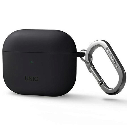 Чехол для наушников AirPods 3 силиконовый с карабином UNIQ Nexo серый
