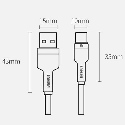 Кабель Type-C - USB для зарядки 1 м плетеный 6А 66W Baseus Cafule Metal Data CAKF000102 (быстрая зарядка) белый