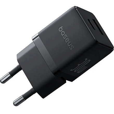 Зарядное устройство сетевое с USB и Type-C входами 3А 30W с кабелем Type-C 60W Baseus Palm (быстрая зарядка PD) черное