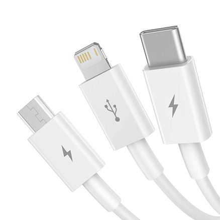 Кабель USB - Lightning, MicroUSB, Type-C 1.5 м 3.5A Baseus Superior CAMLTYS-02 белый