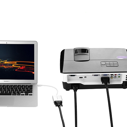 Переходник (преобразователь) Mini DisplayPort - VGA, 3,5 мм (папа - мама, мама) длина 17 см Ugreen MD107 белый