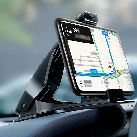 Держатель автомобильный на приборную панель на прищепке Baseus Mouth черный