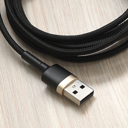 Кабель USB - Lightning для зарядки iPhone 2 м 1.5A плетеный Baseus Kevlar черно-золотистый