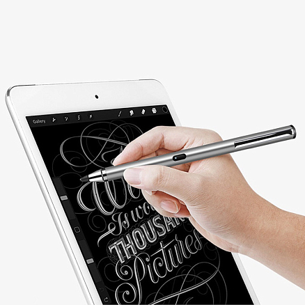 Стилус активный тонкий 1,45 мм WiWU Picasso P666 серый