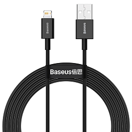 Кабель USB - Lightning для зарядки iPhone 2 м 2.4А Baseus Superior черный