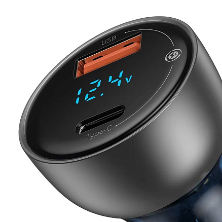 Зарядное устройство автомобильное с USB и Type-C входами 5A 65W Baseus Particular (быстрая зарядка QC 4+, QC 3.0, PD) серебристое