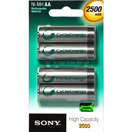 Аккумуляторы AA (пальчиковые большие) Ni-Mh 2500мАч Sony комплект 4 шт.